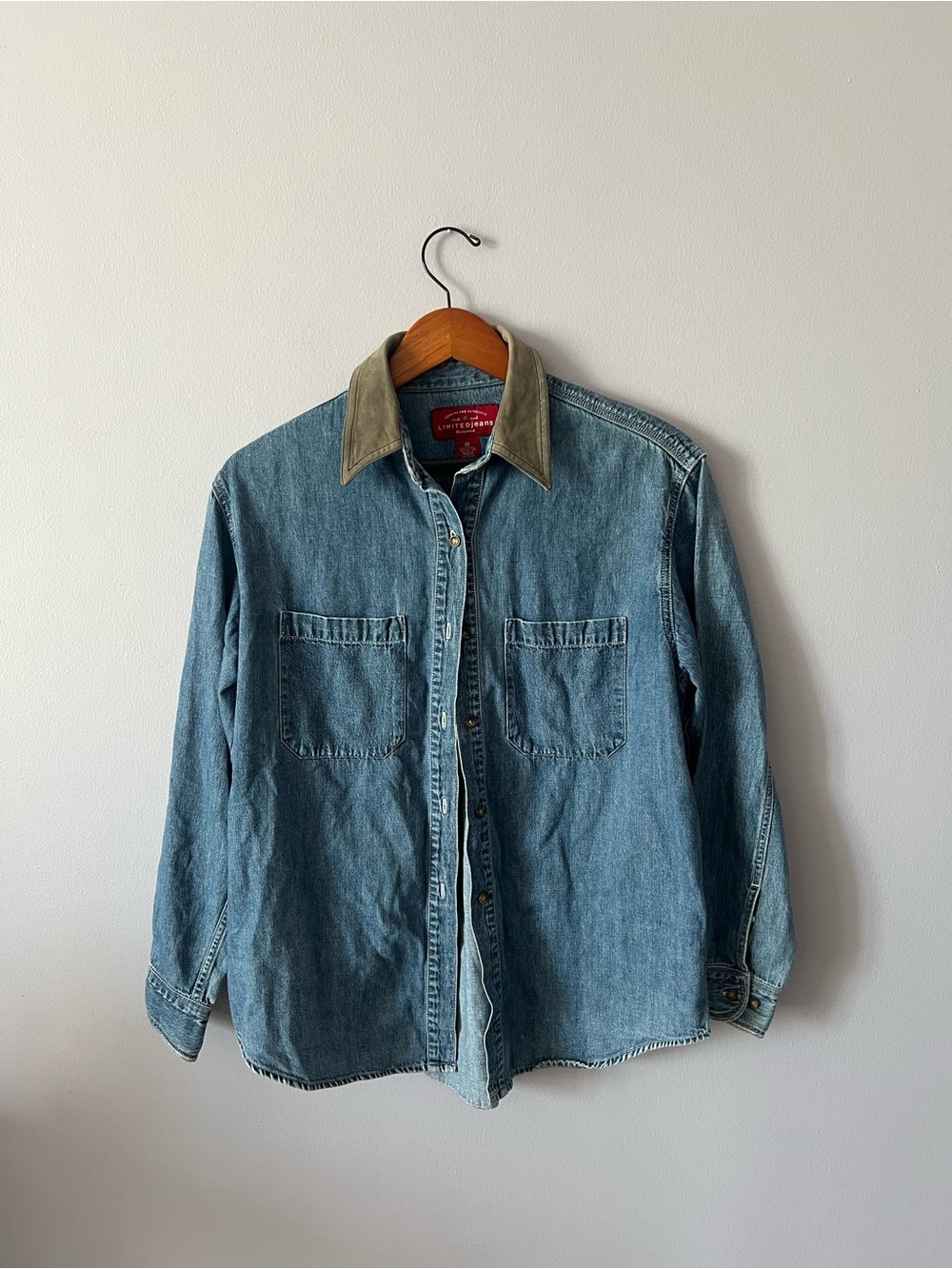 Limited Jeans Cotton Denim Shirt Jacket with Contrast Collar
